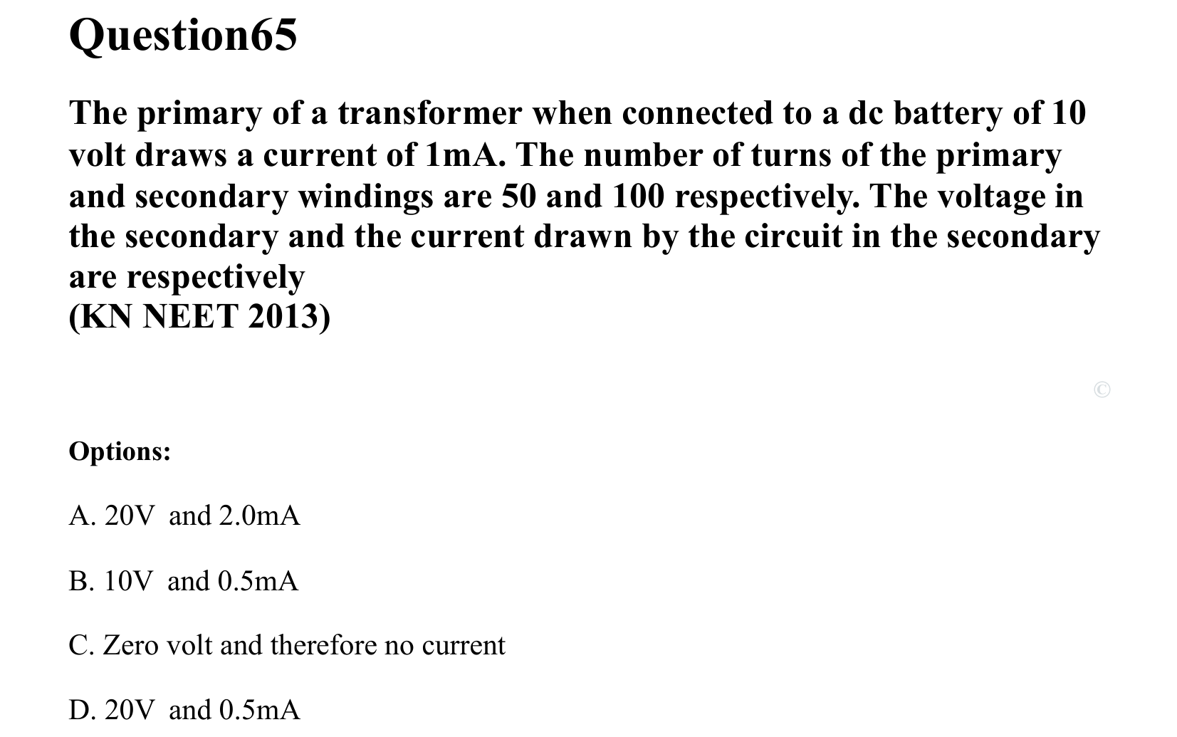 Electromagnetic Induction and Alternating Current question 65