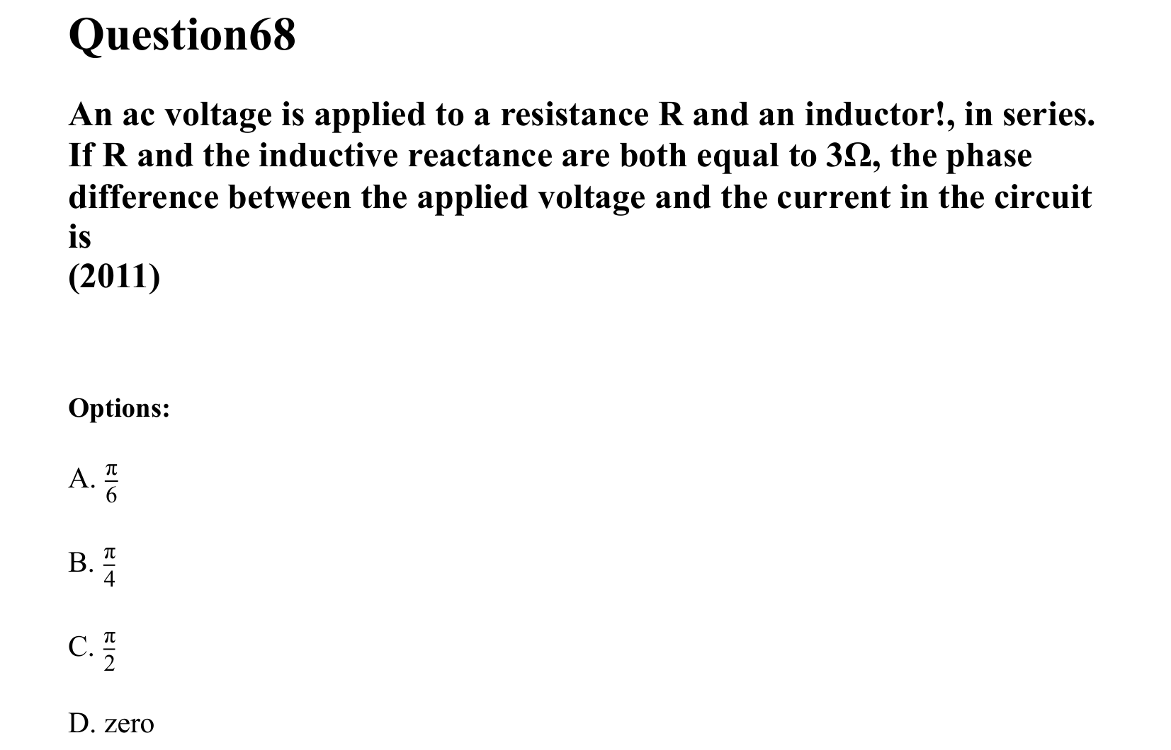 Electromagnetic Induction and Alternating Current question 68