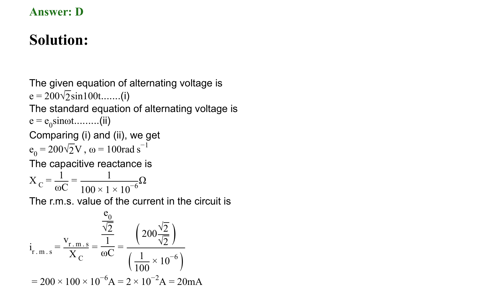 Electromagnetic Induction and Alternating Current solution 69