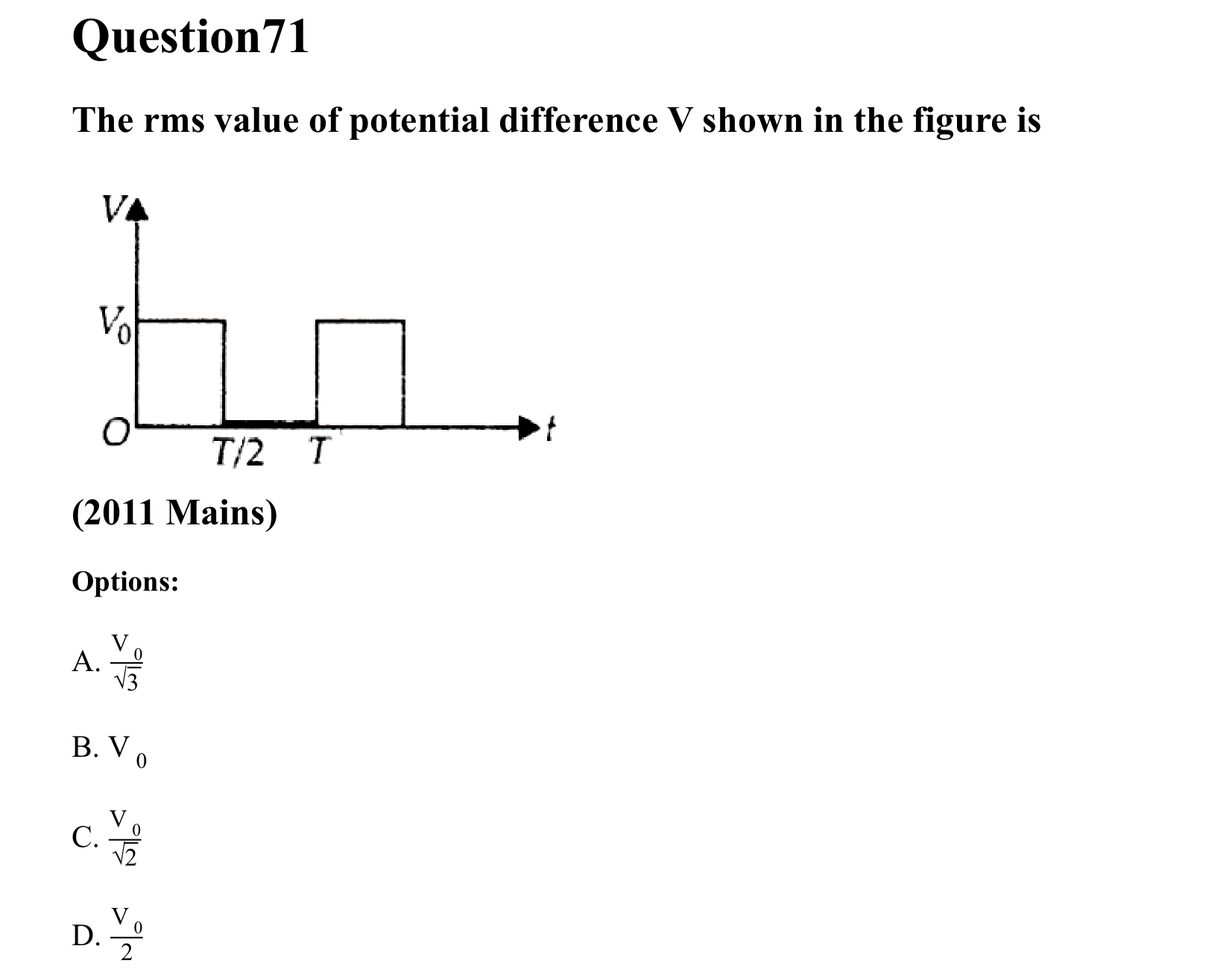 Electromagnetic Induction and Alternating Current question 71