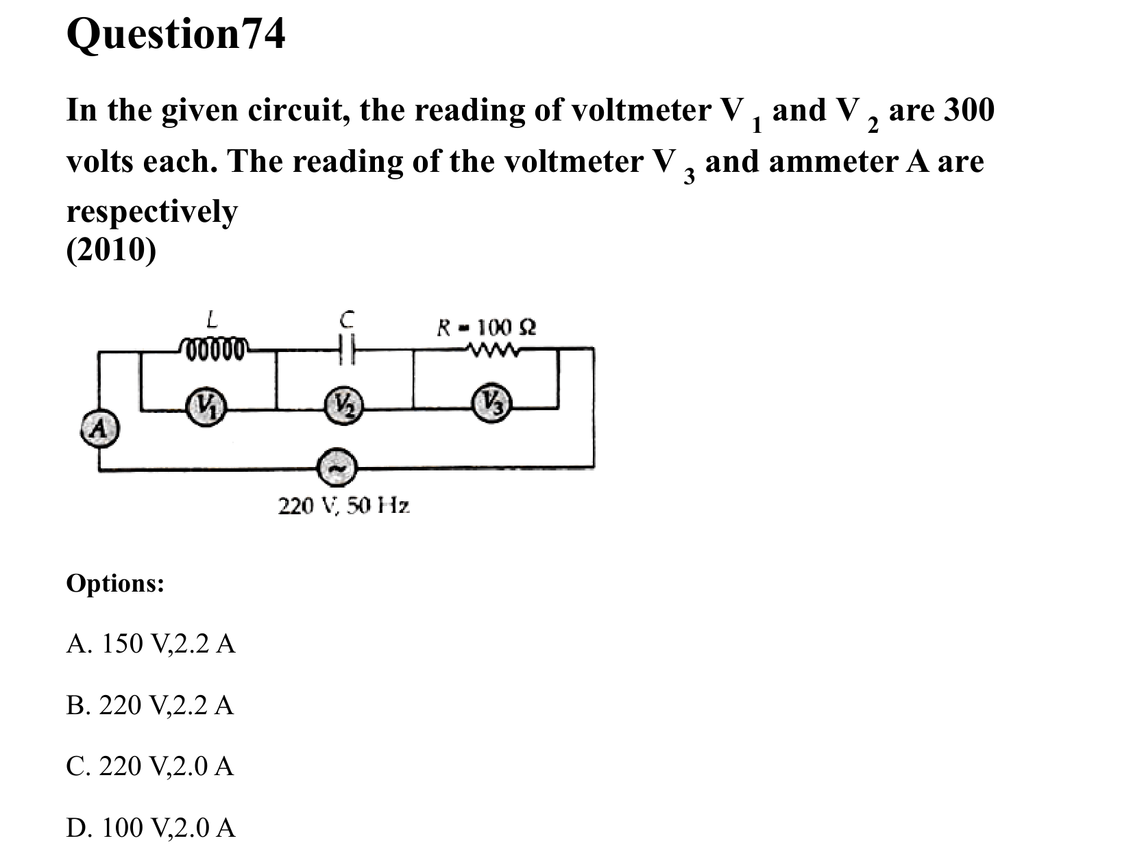 Electromagnetic Induction and Alternating Current question 74