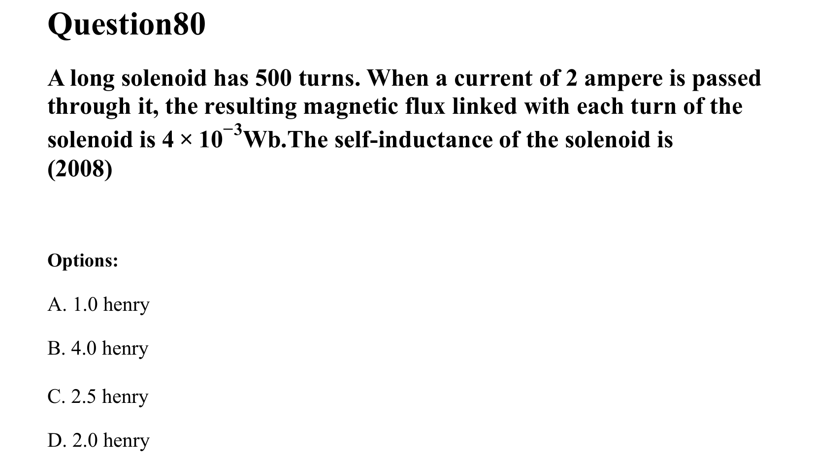 Electromagnetic Induction and Alternating Current question 80