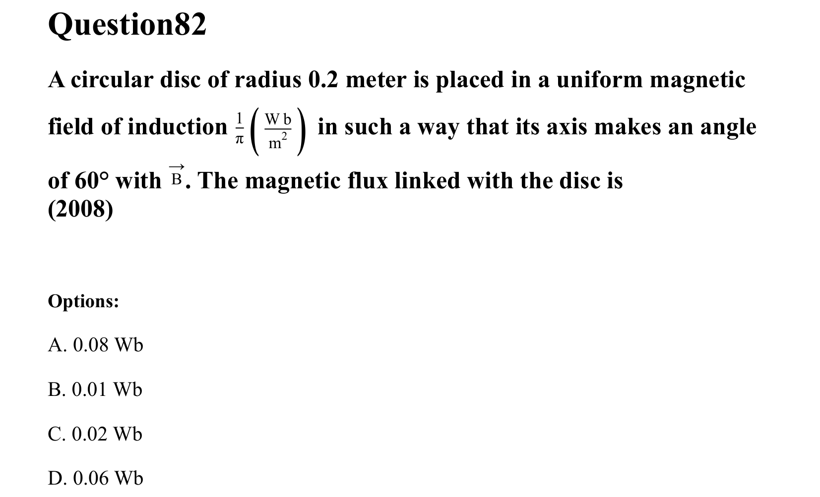 Electromagnetic Induction and Alternating Current question 82