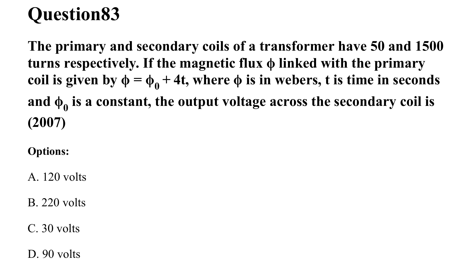 Electromagnetic Induction and Alternating Current question 83