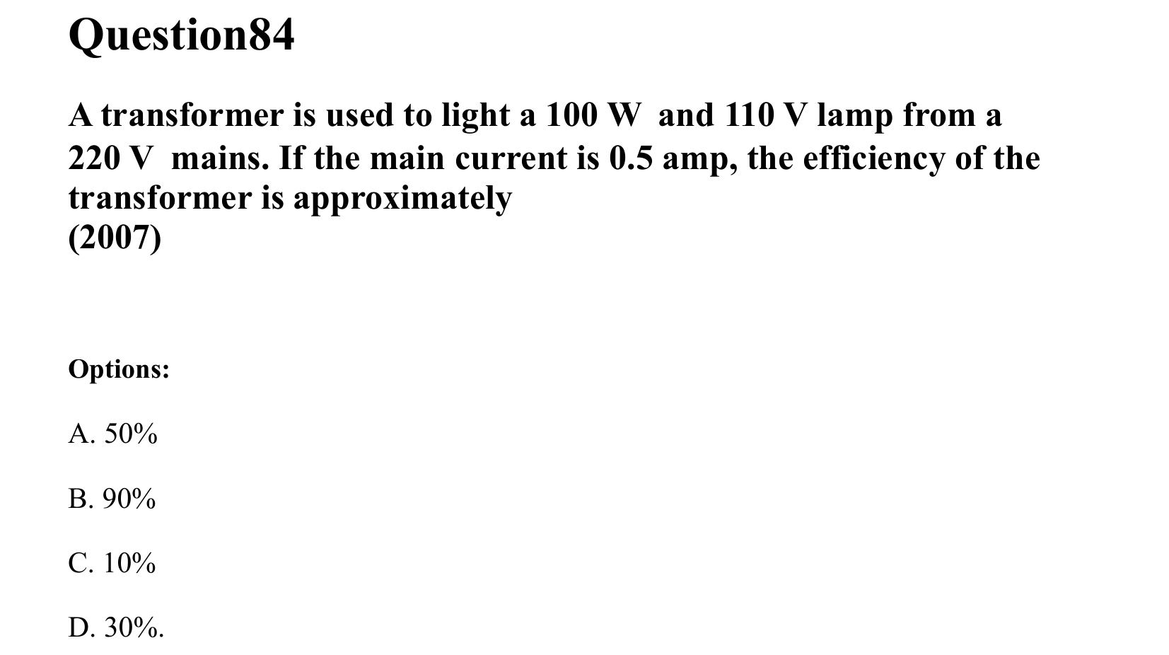 Electromagnetic Induction and Alternating Current question 84