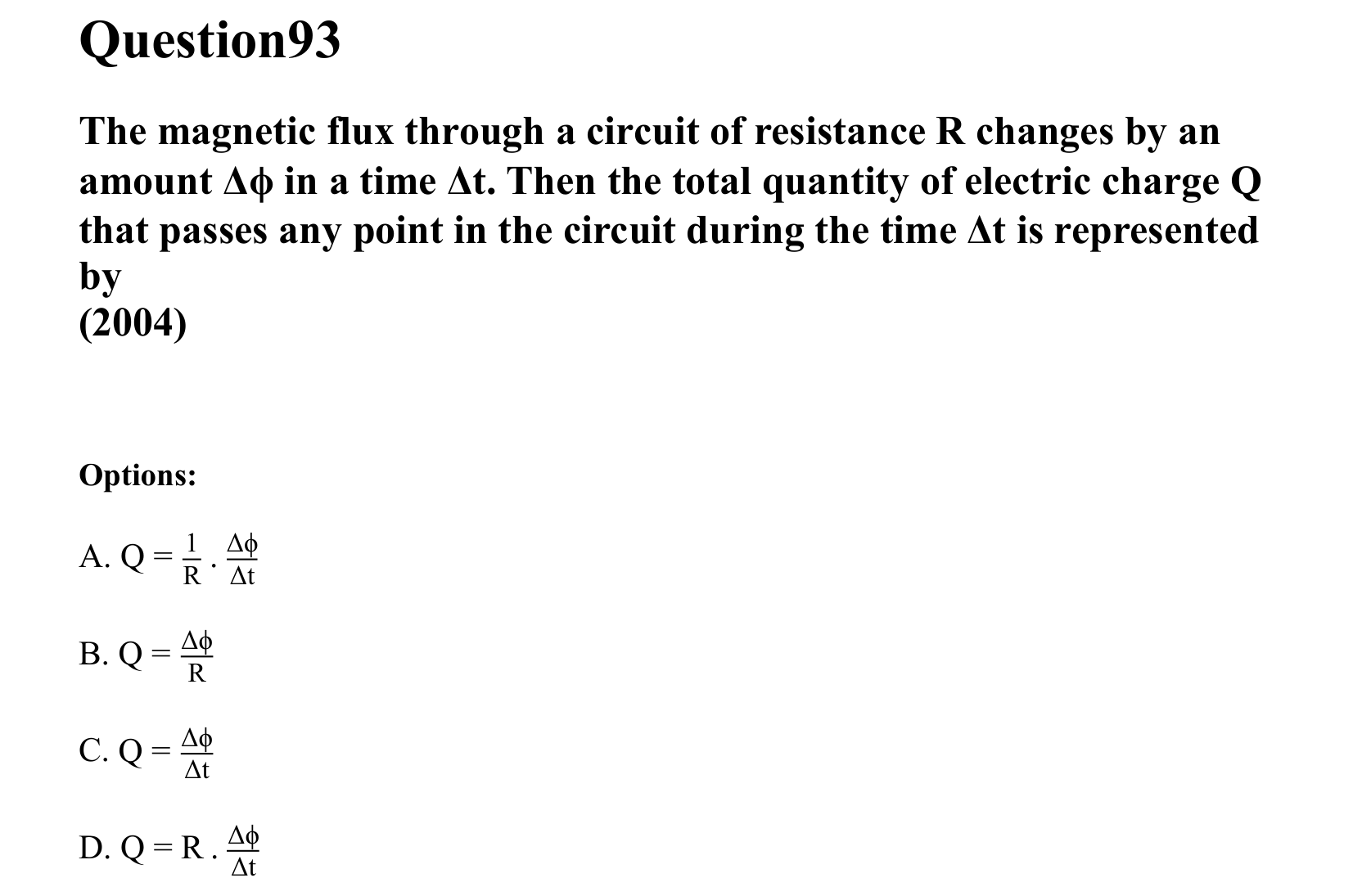 Electromagnetic Induction and Alternating Current question 93