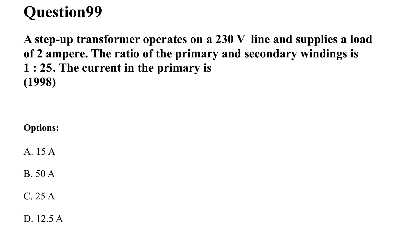 Electromagnetic Induction and Alternating Current question 99