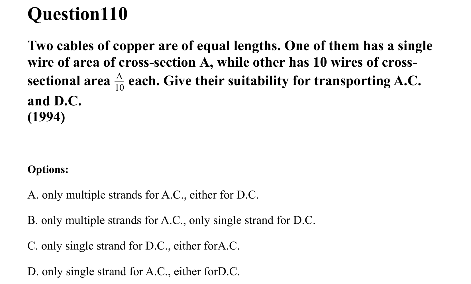 Electromagnetic Induction and Alternating Current question 110