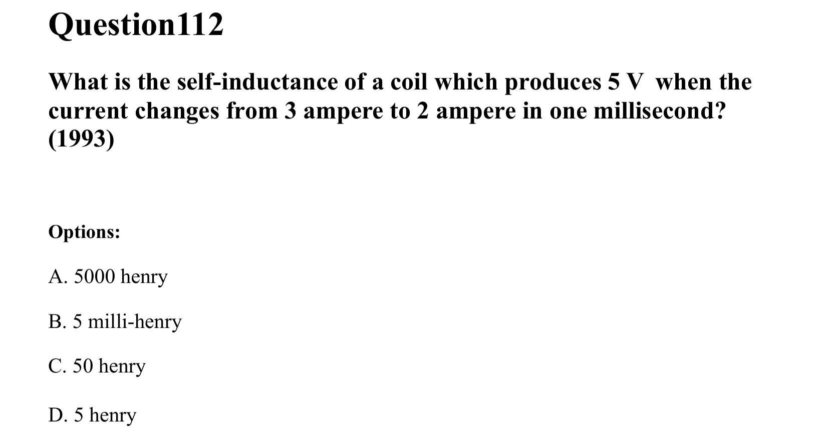 Electromagnetic Induction and Alternating Current question 112