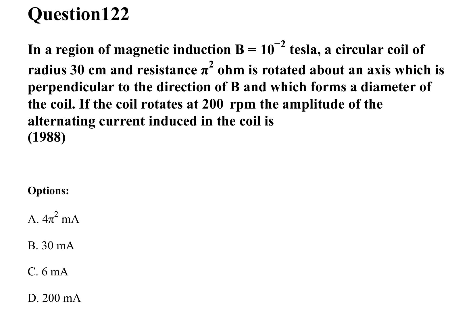 Electromagnetic Induction and Alternating Current question 122