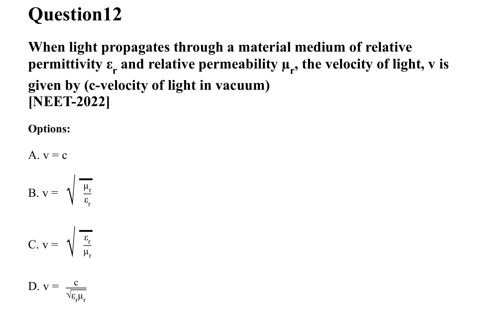 Electromagnetic Waves question 12