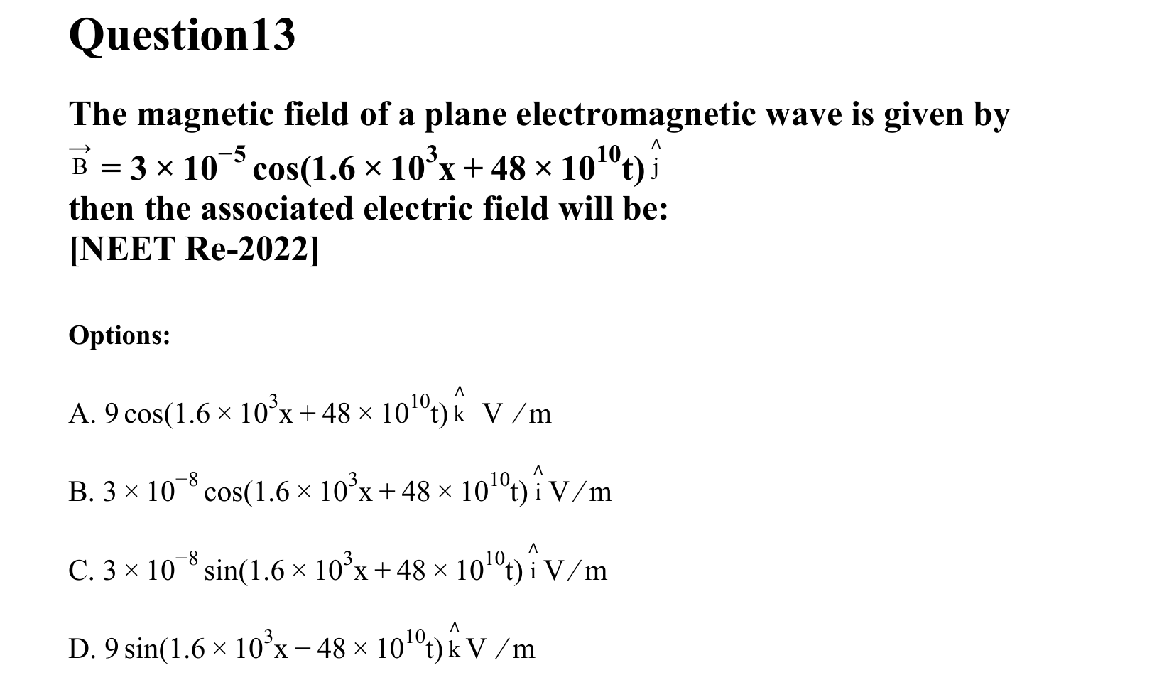 Electromagnetic Waves question 13