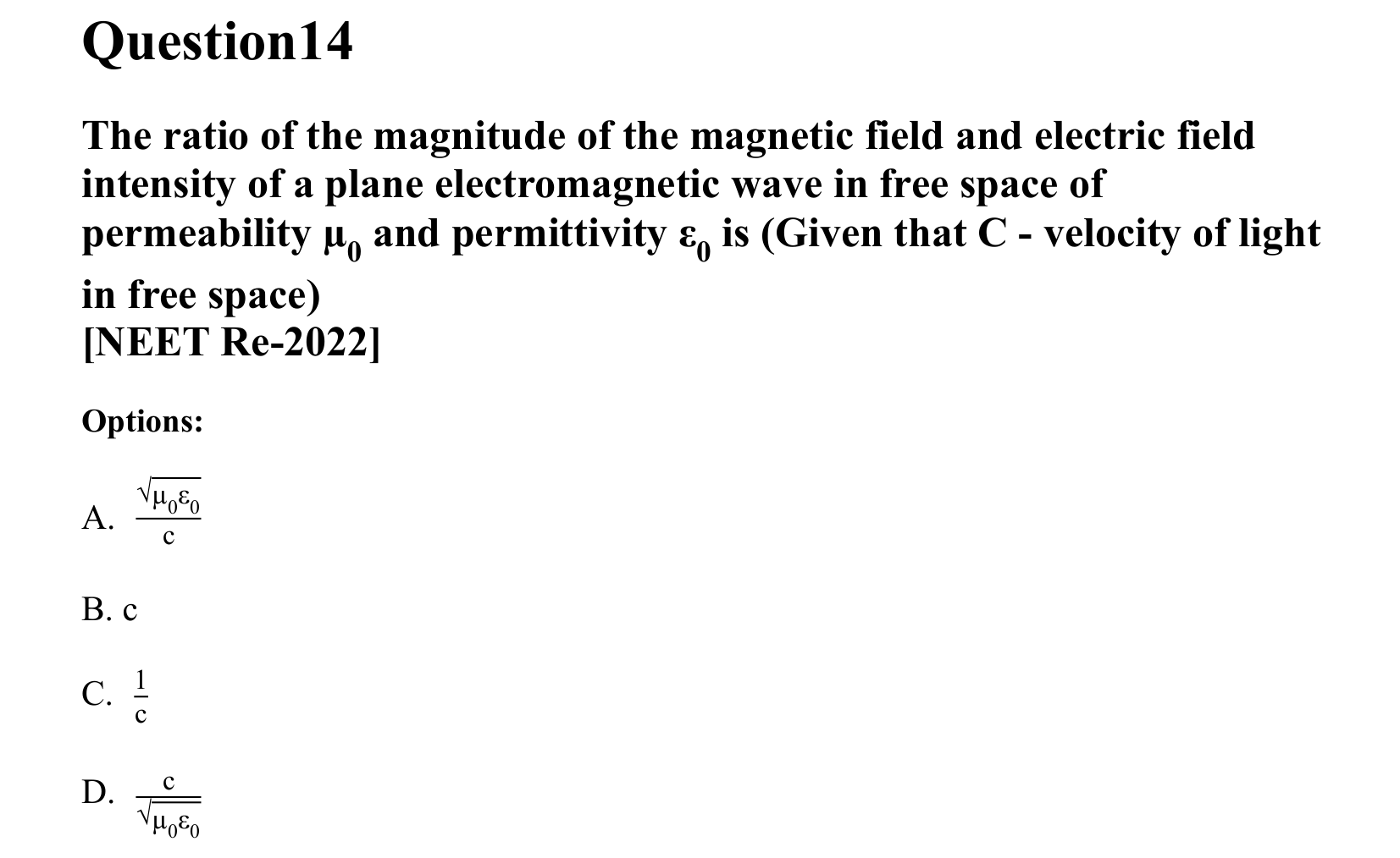 Electromagnetic Waves question 14