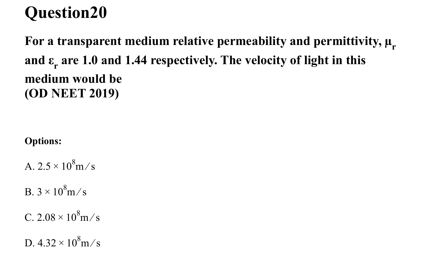 Electromagnetic Waves question 20