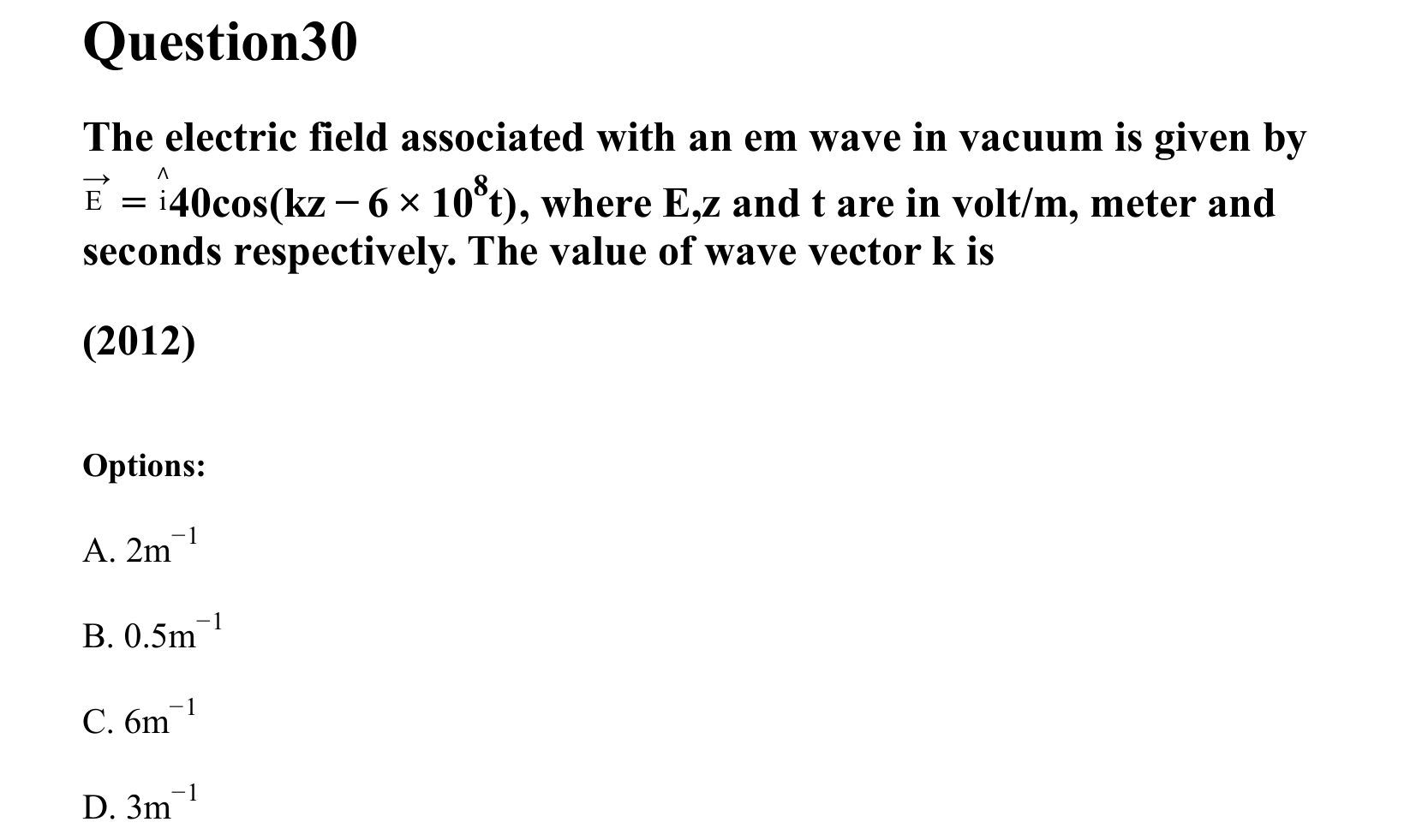 Electromagnetic Waves question 30