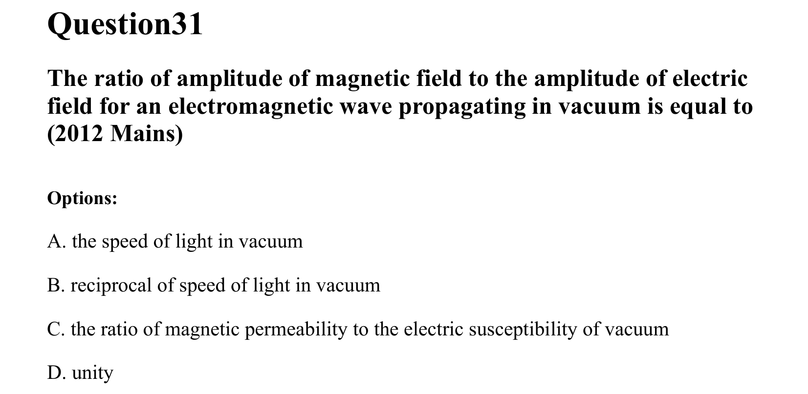 Electromagnetic Waves question 31