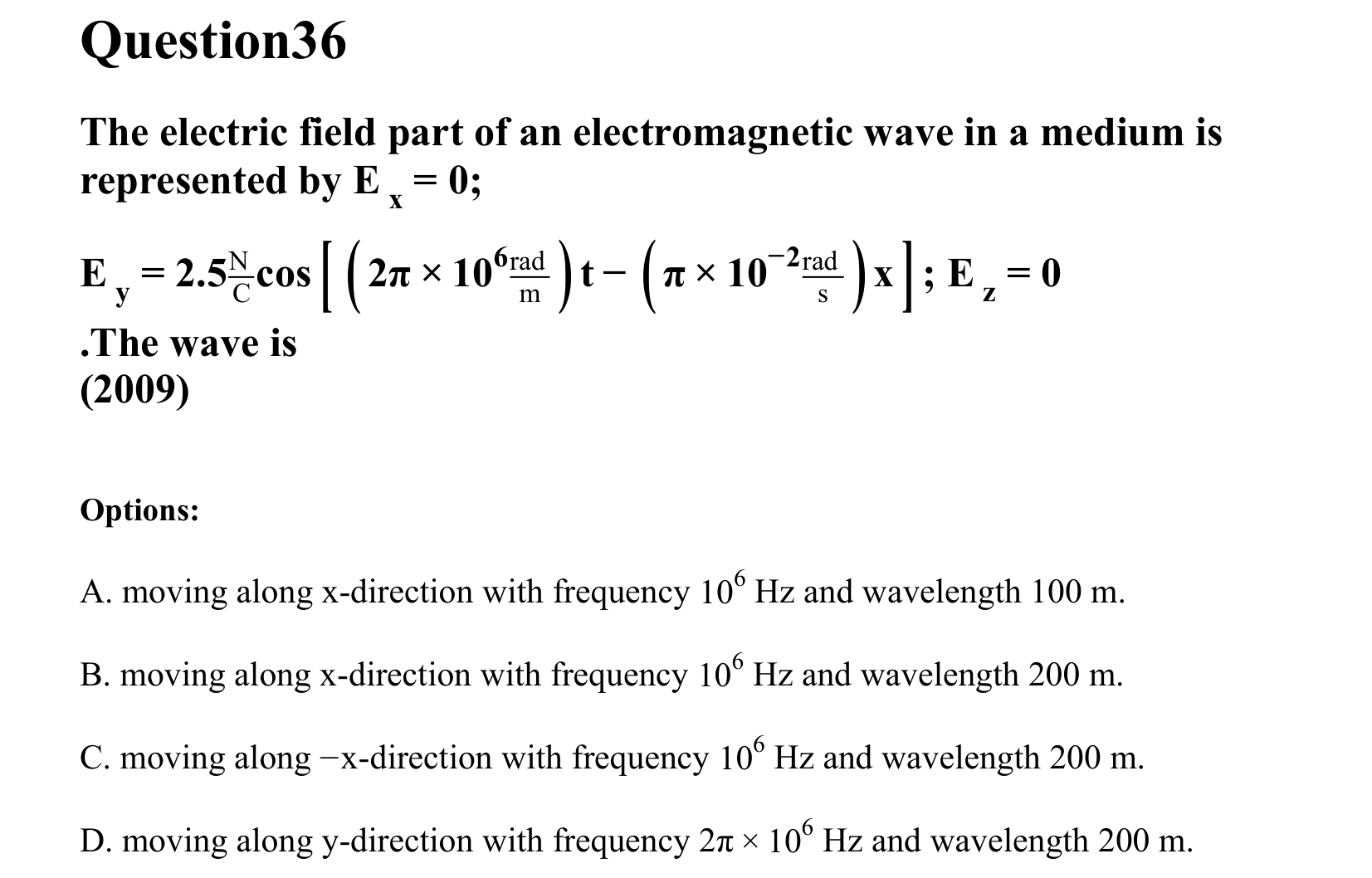 Electromagnetic Waves question 36