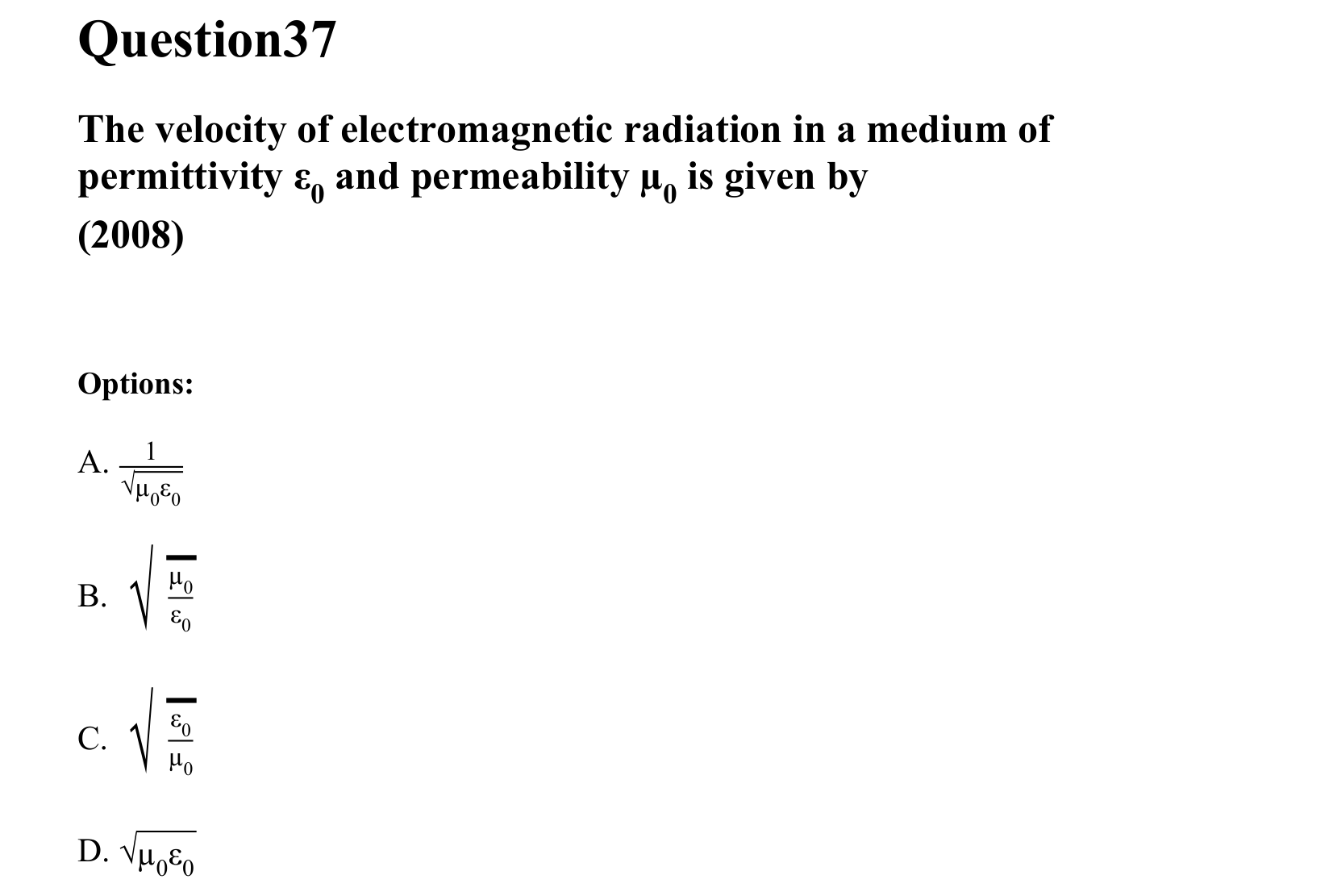 Electromagnetic Waves question 37