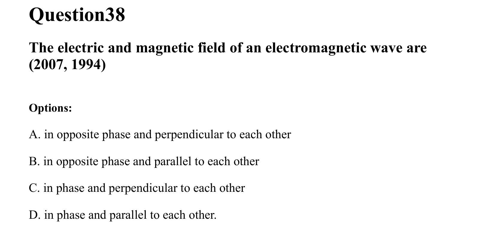 Electromagnetic Waves question 38