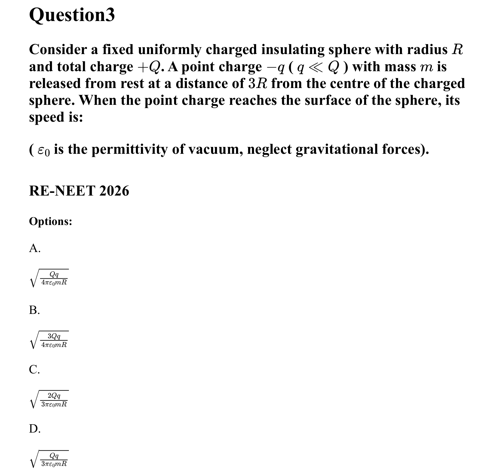 Electrostatics question 3