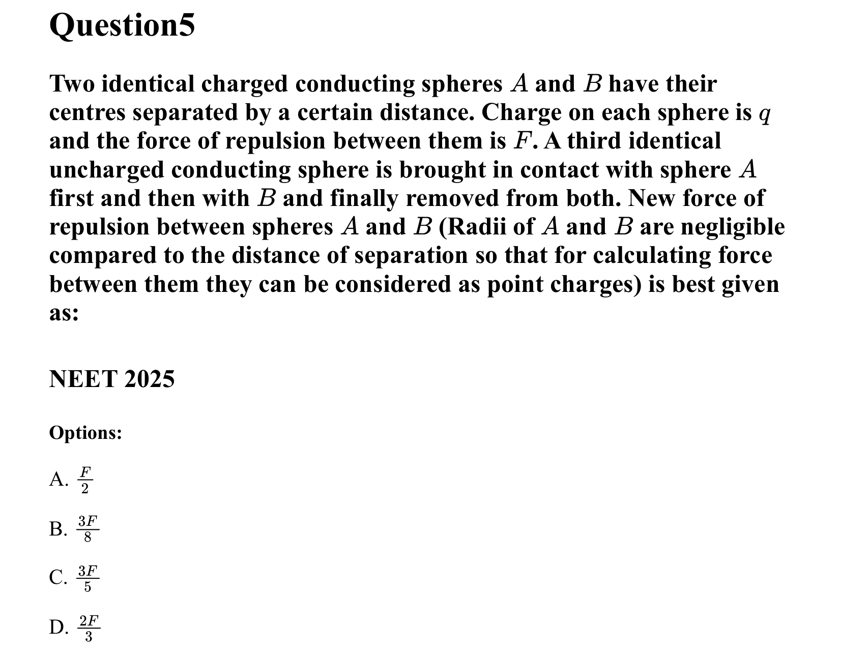 Electrostatics question 5