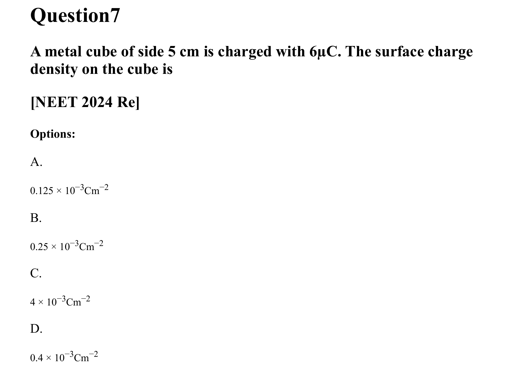 Electrostatics question 7