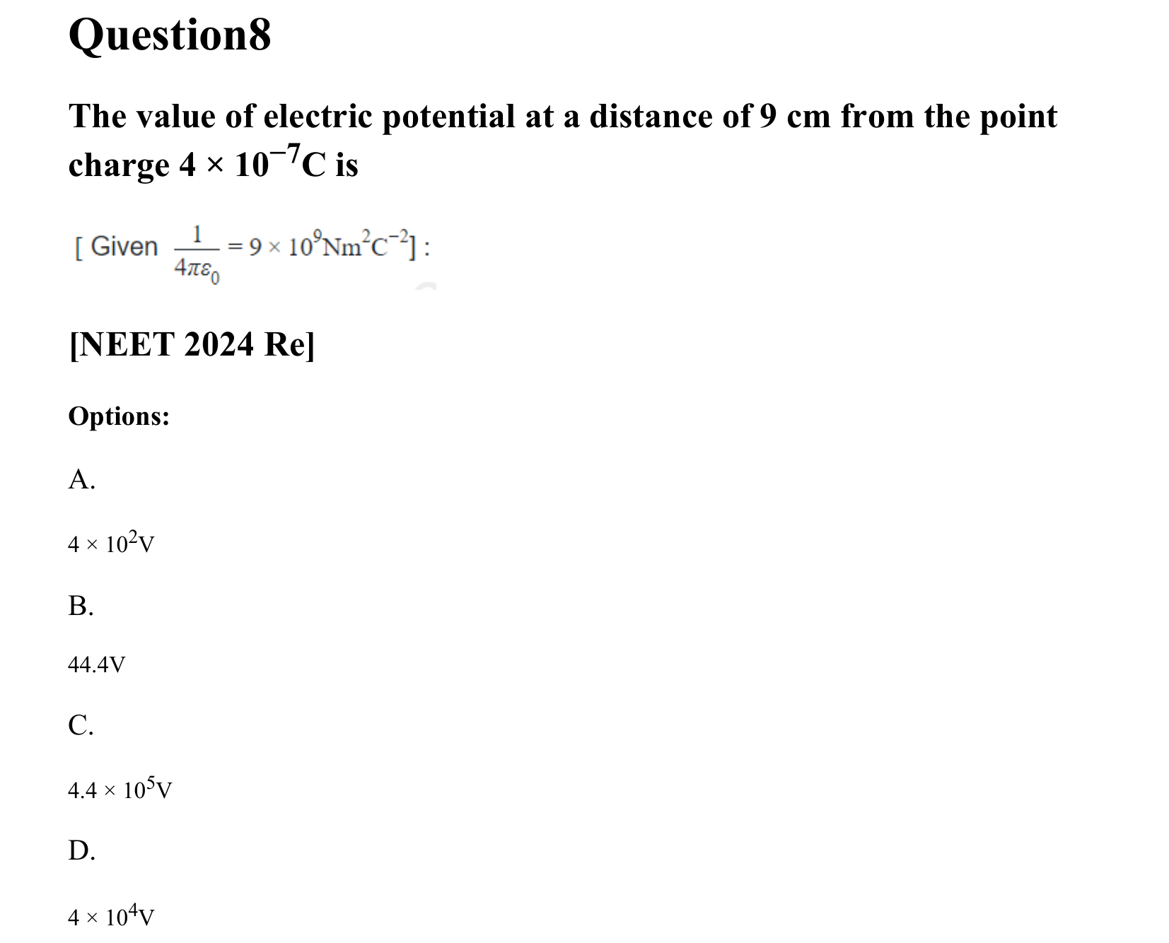 Electrostatics question 8