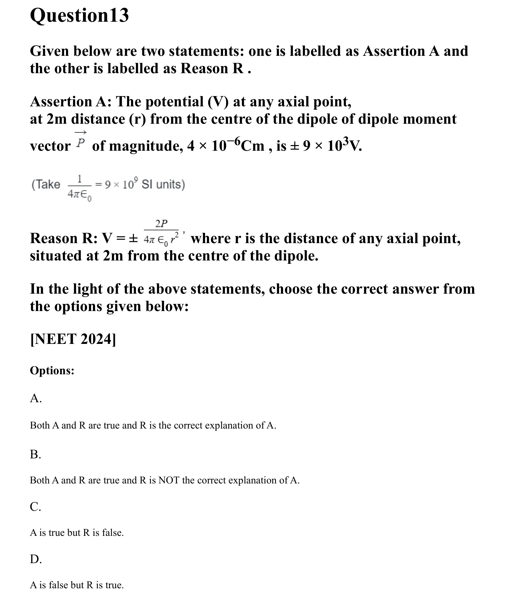 Electrostatics question 13