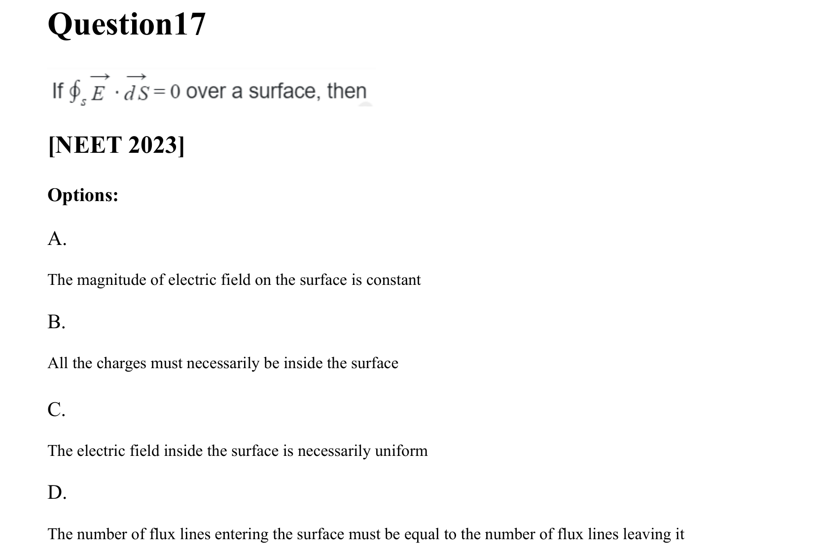 Electrostatics question 17