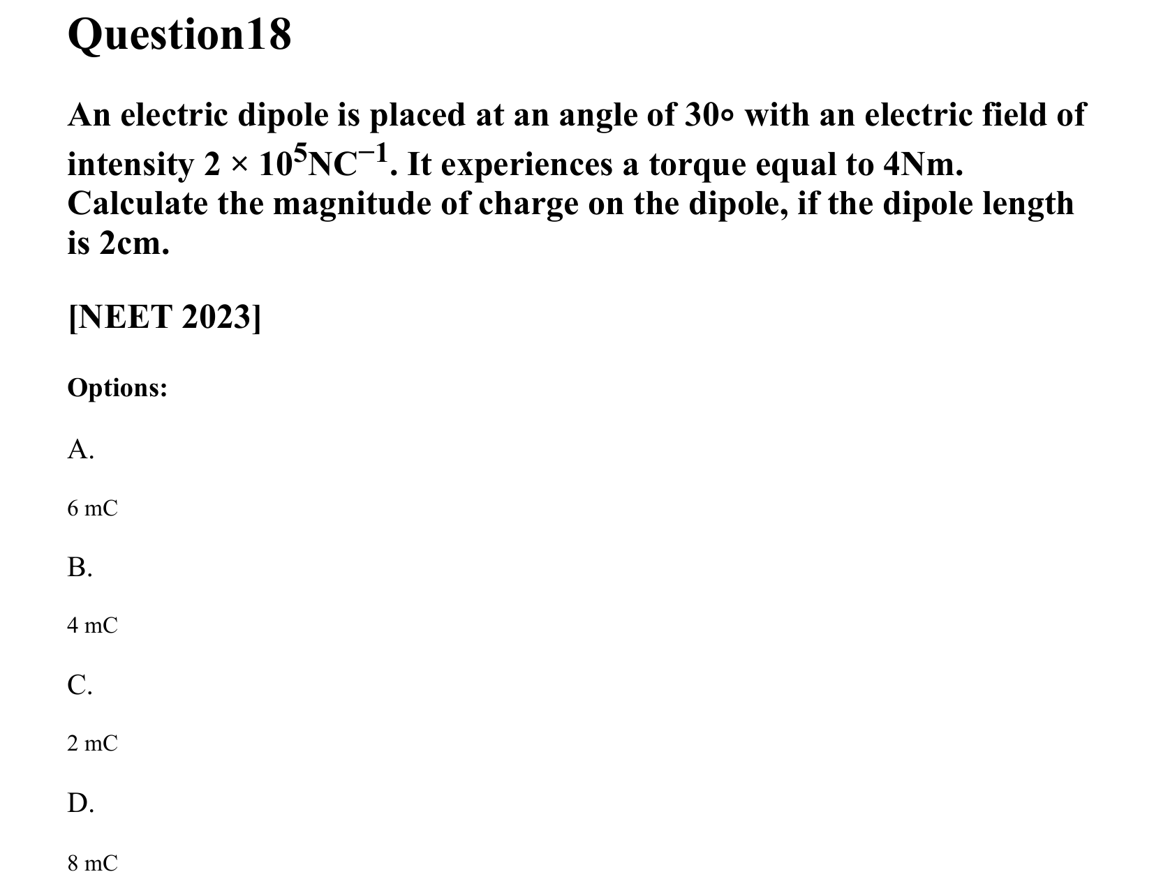 Electrostatics question 18