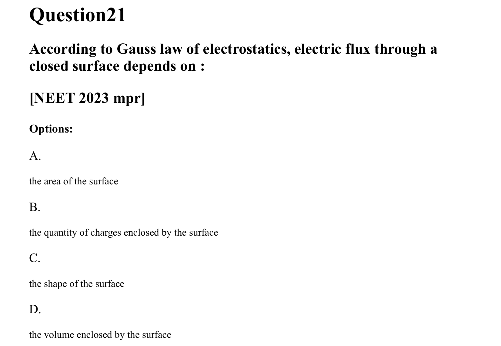 Electrostatics question 21