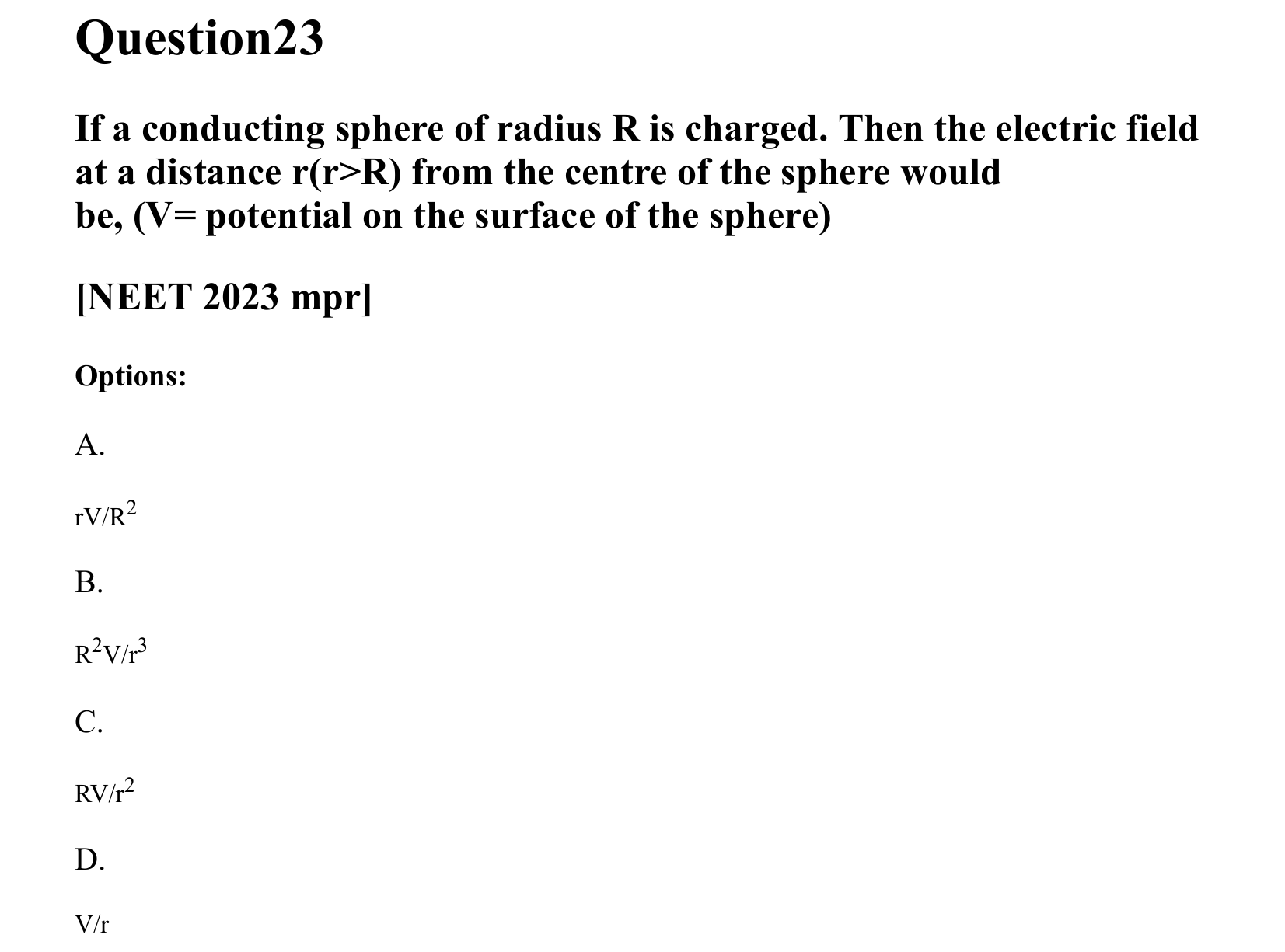 Electrostatics question 23