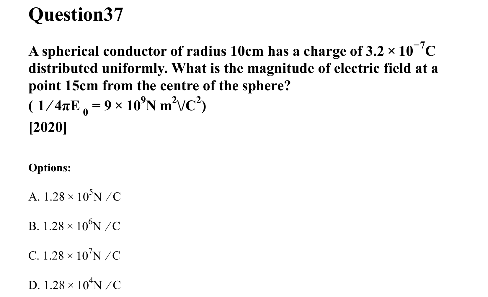 Electrostatics question 37
