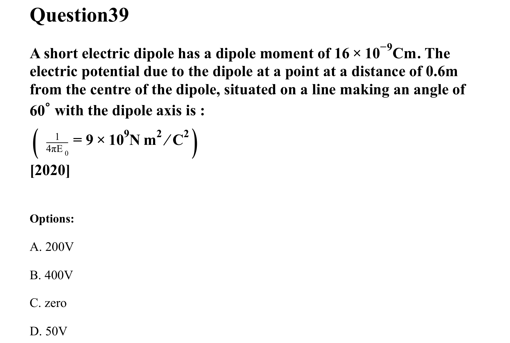Electrostatics question 39