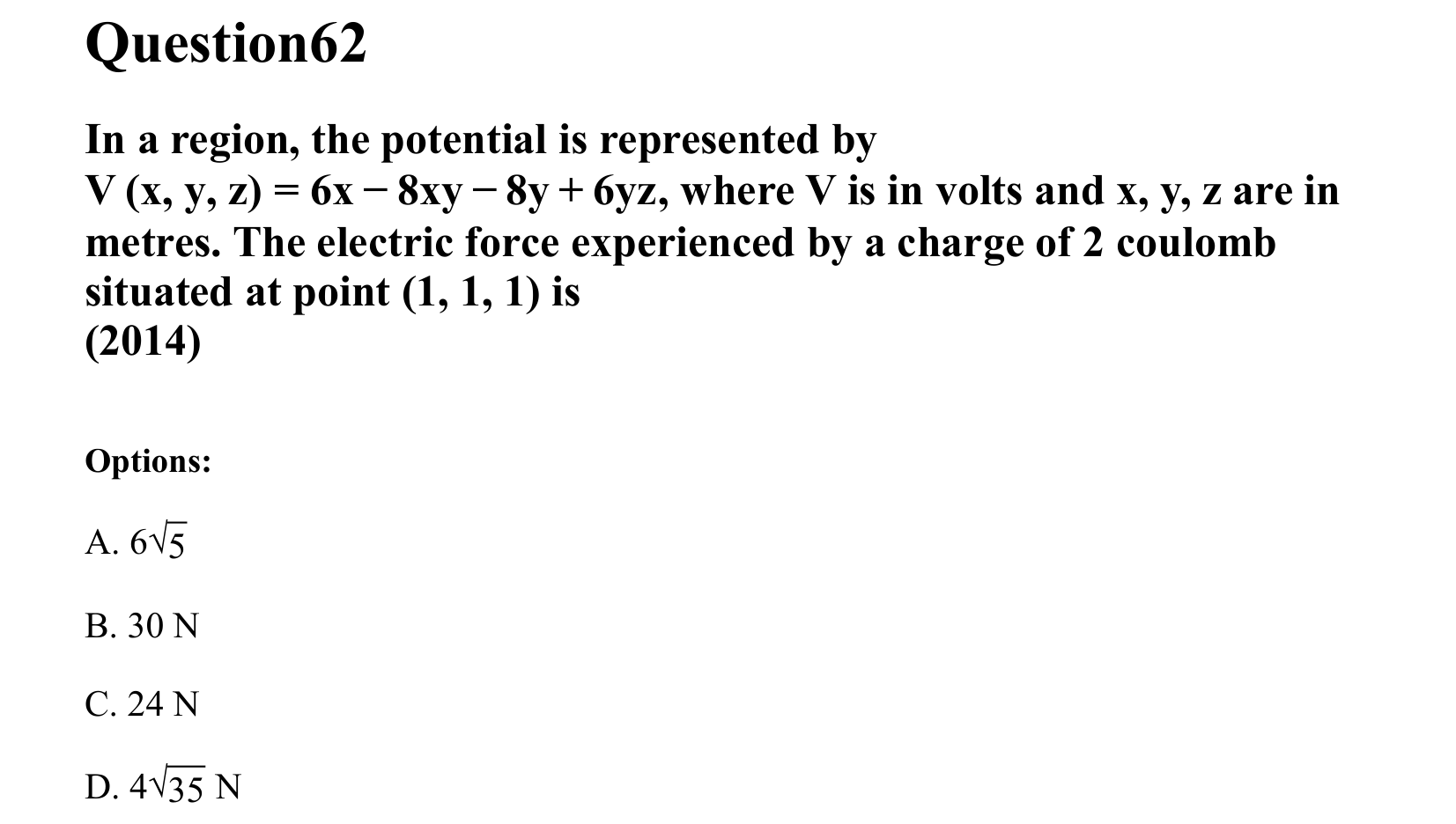Electrostatics question 62