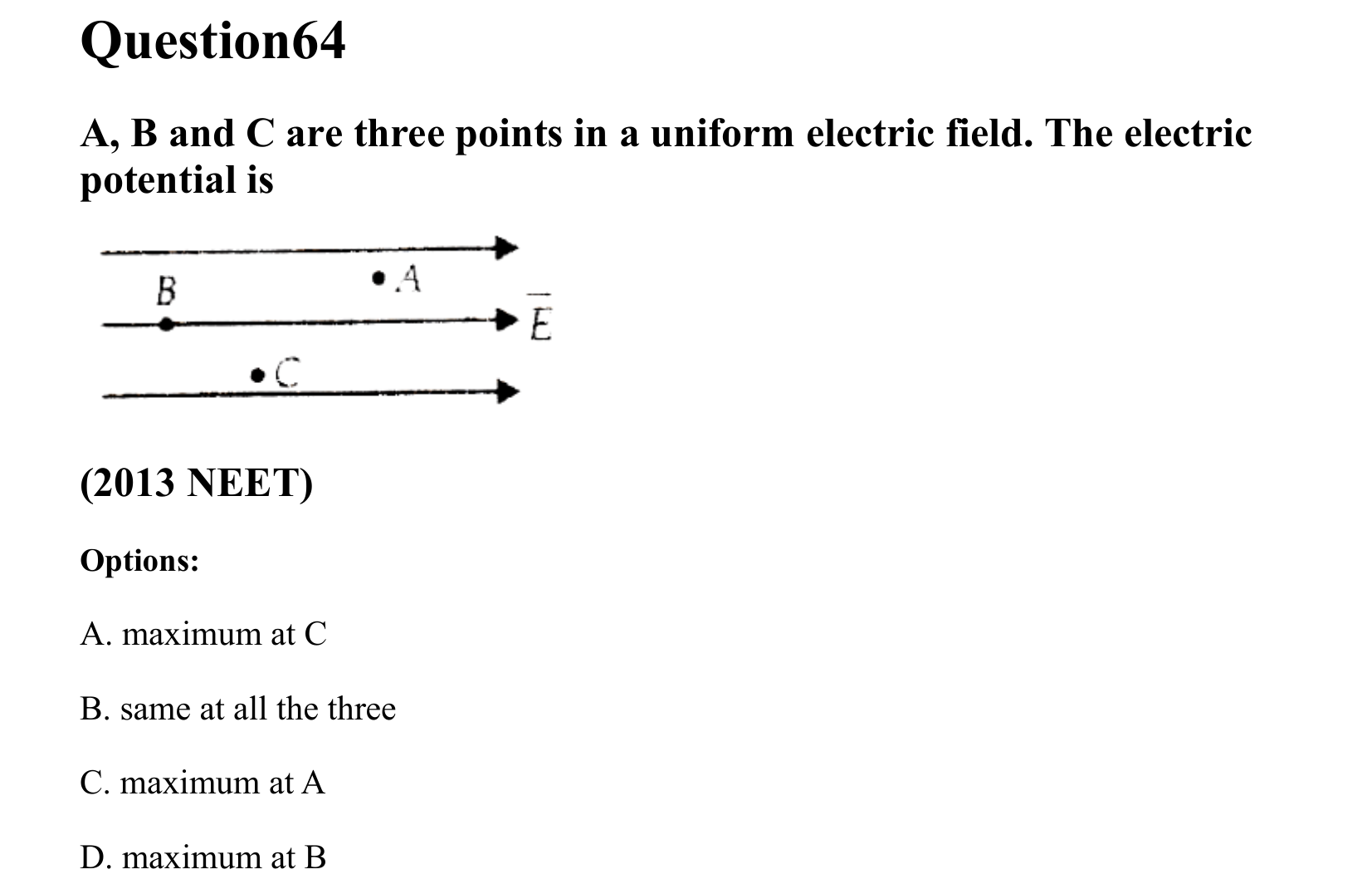 Electrostatics question 64