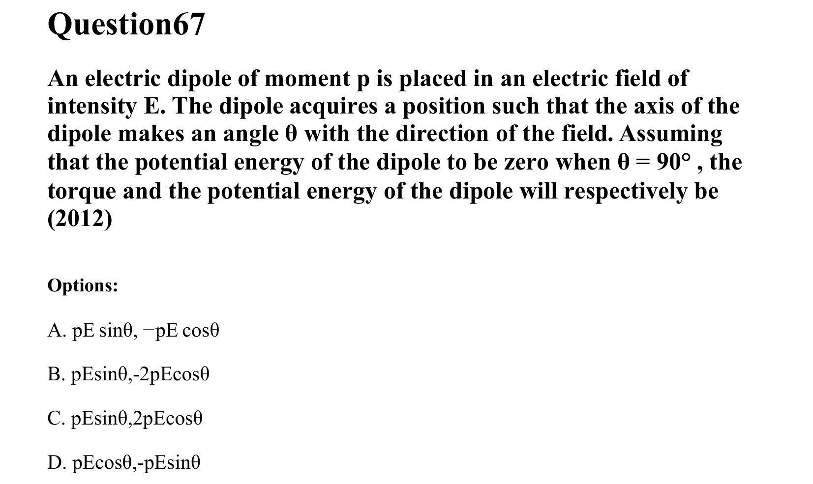 Electrostatics question 67