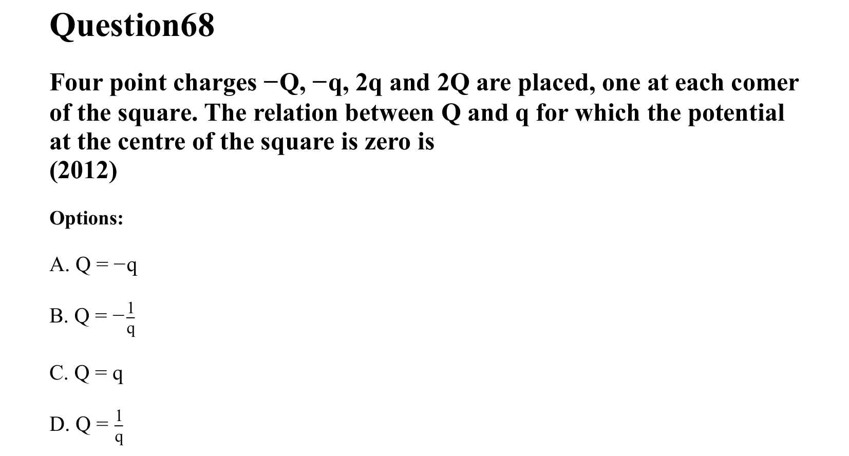 Electrostatics question 68