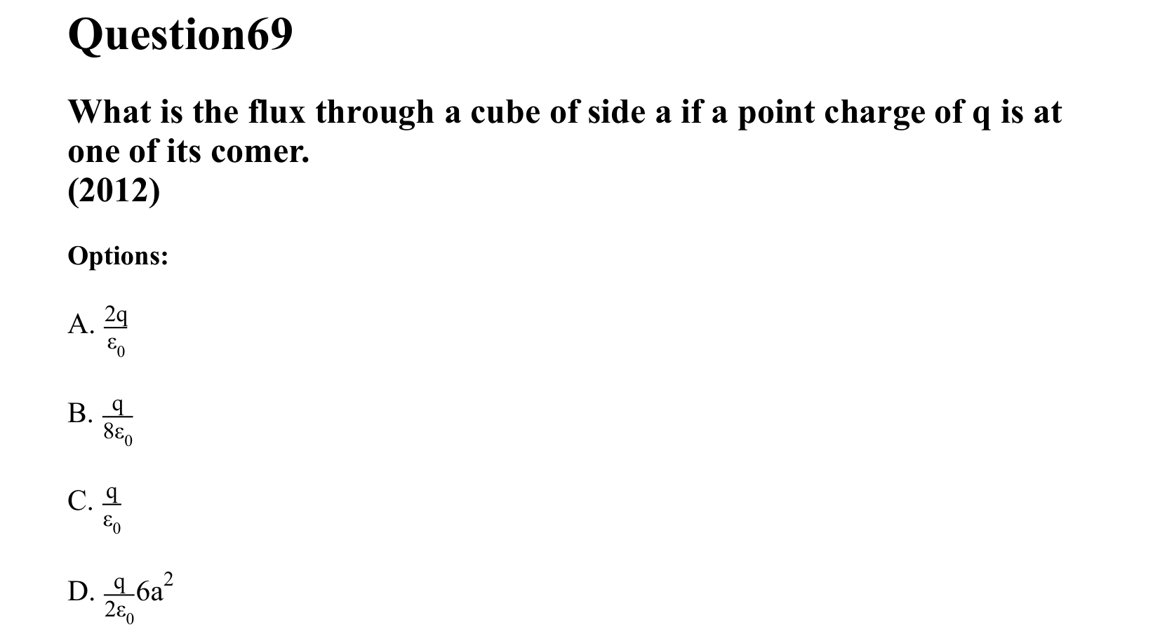 Electrostatics question 69