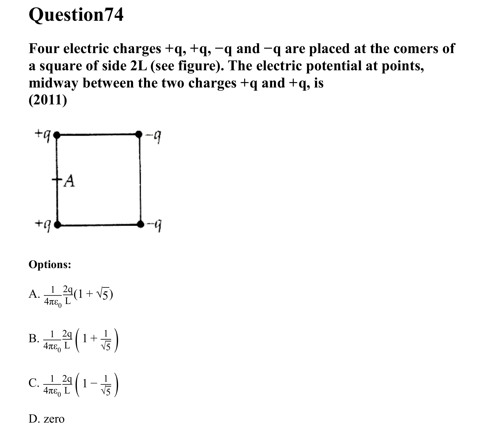 Electrostatics question 74