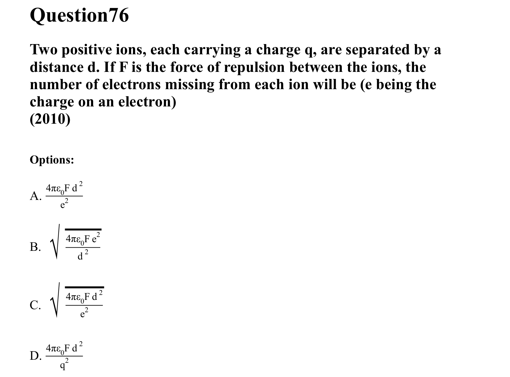 Electrostatics question 76