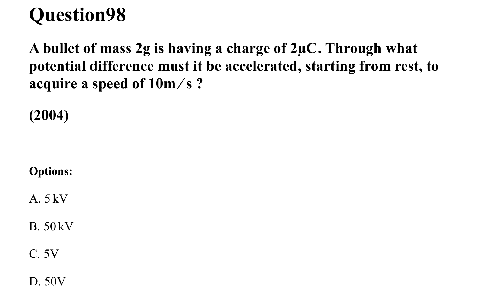 Electrostatics question 98