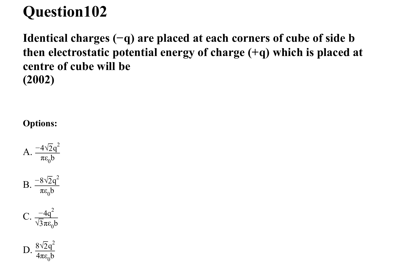 Electrostatics question 102