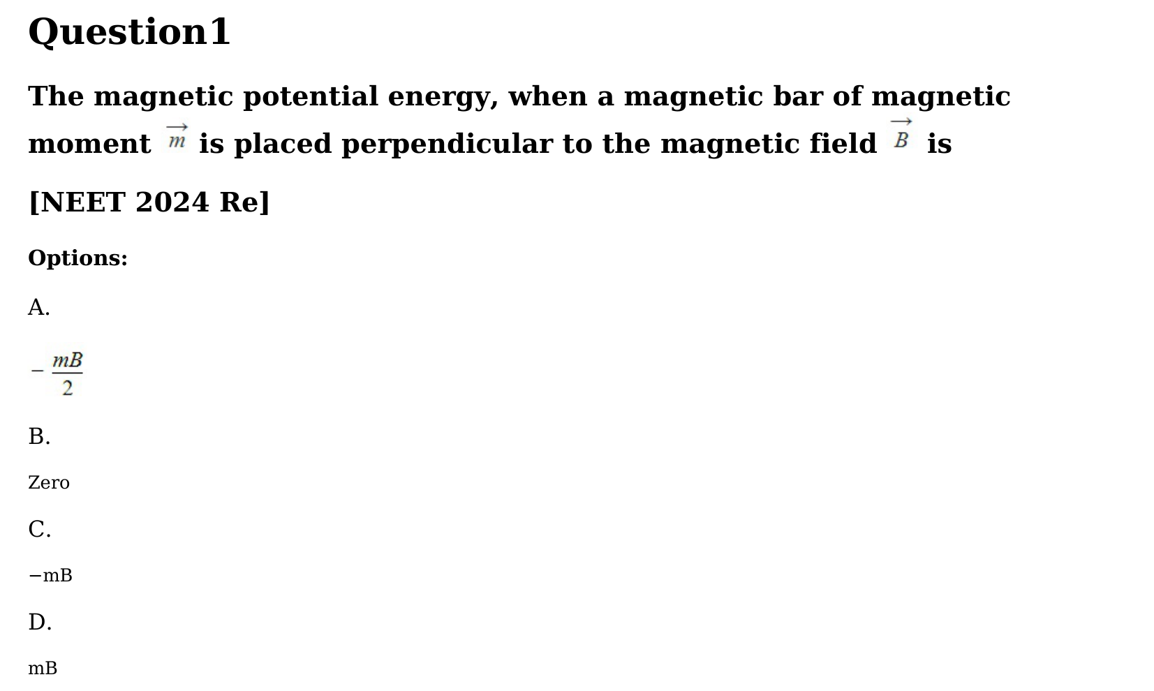 Magnetism and Matter question 1
