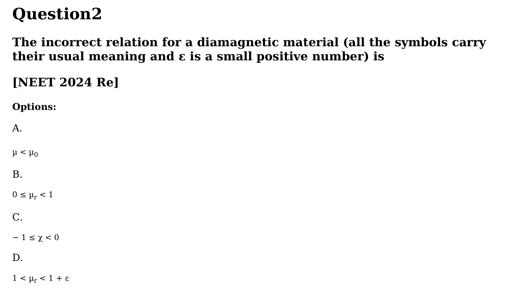 Magnetism and Matter question 2
