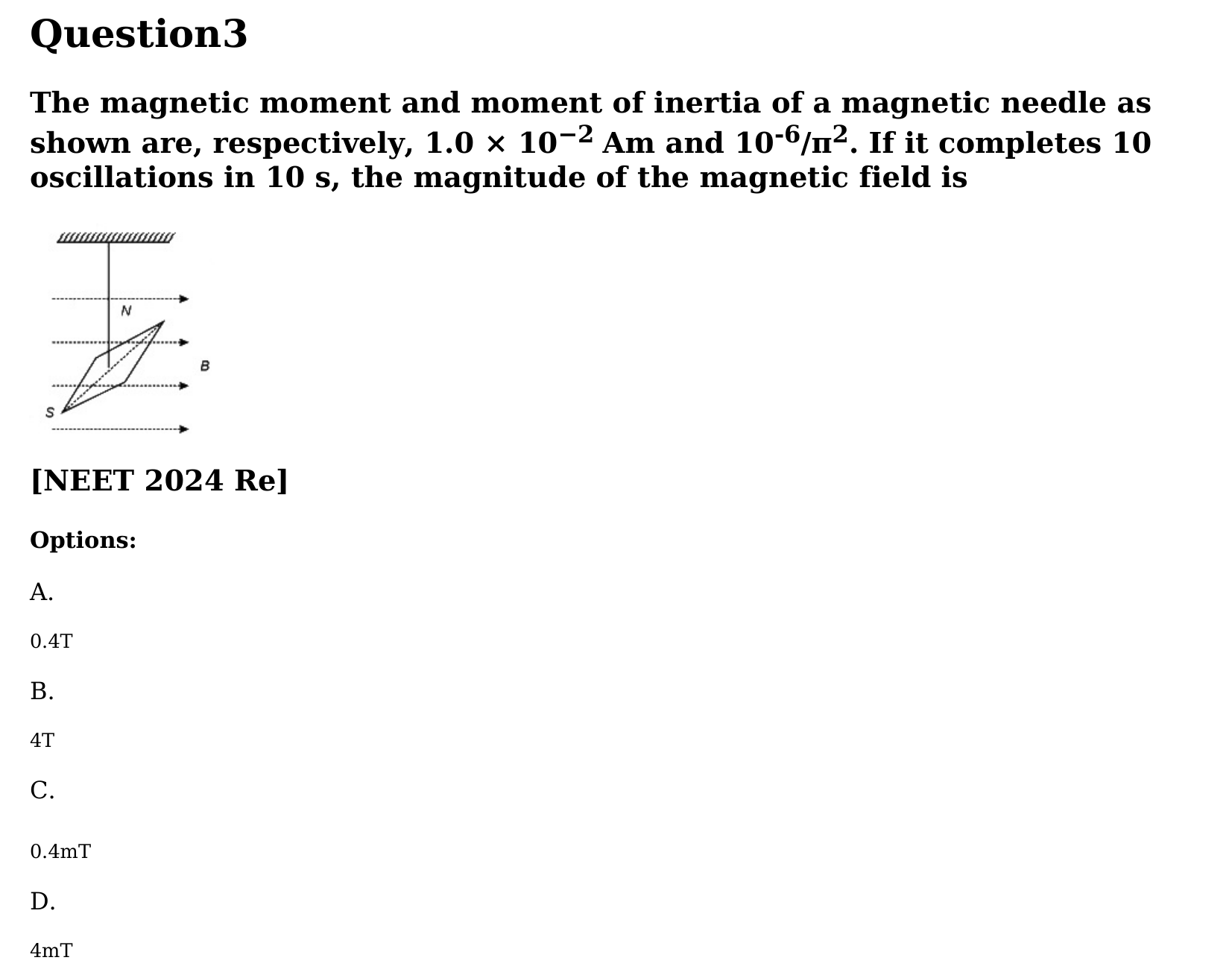 Magnetism and Matter question 3