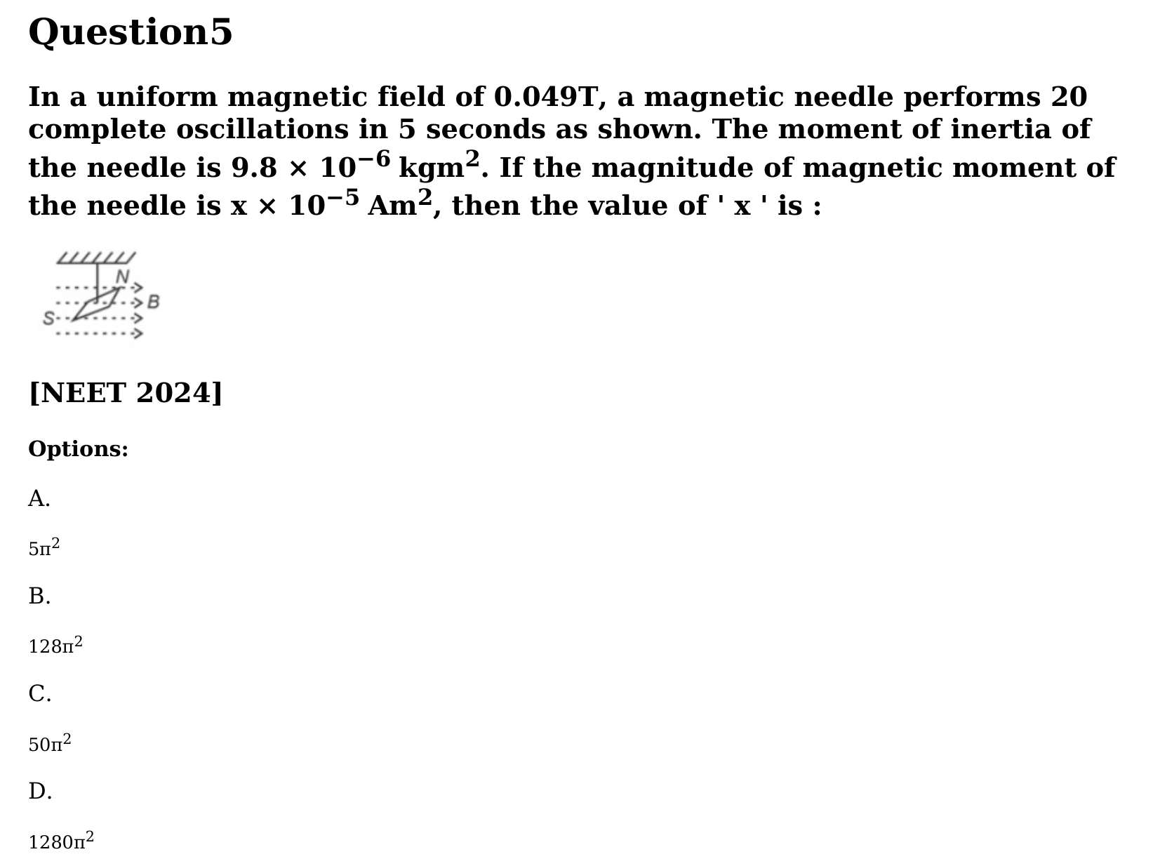 Magnetism and Matter question 5