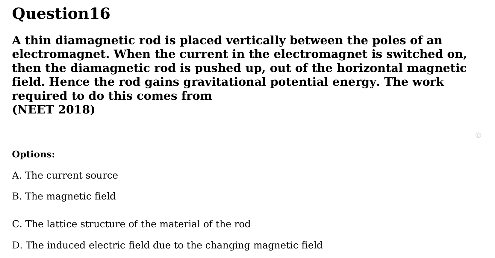 Magnetism and Matter question 16