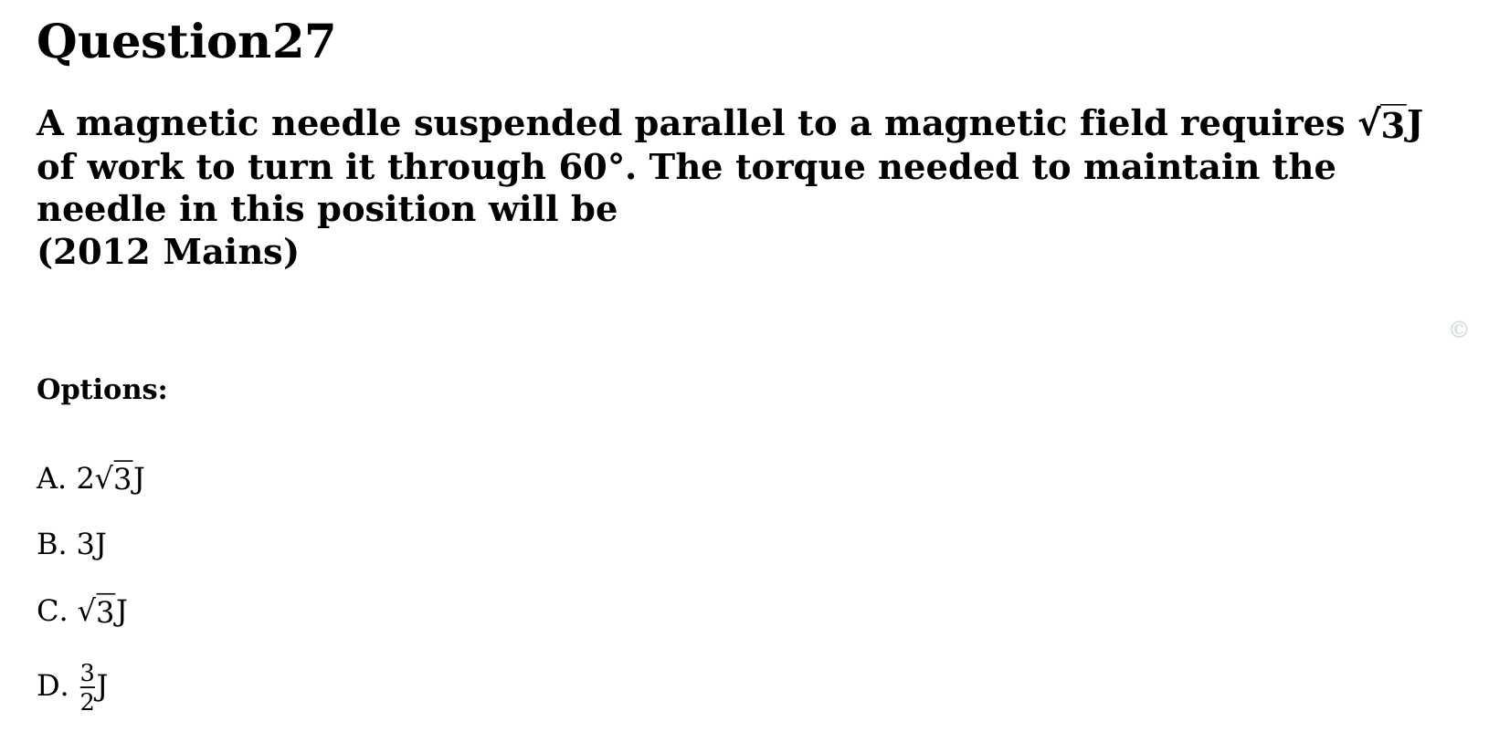 Magnetism and Matter question 27