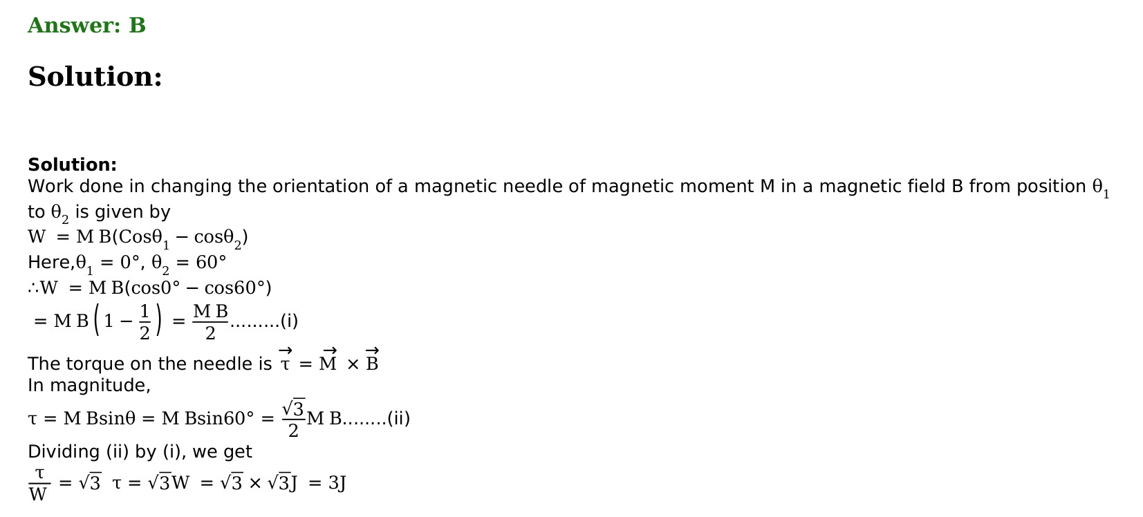 Magnetism and Matter solution 27